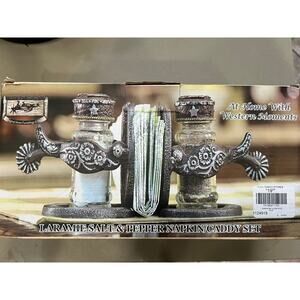 Western Moments Laramie Salt & Pepper Napkin/Caddy Set